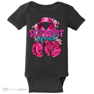 Support Squad Breast Cancer Awareness Boxing Gloves Baby Bodysuit