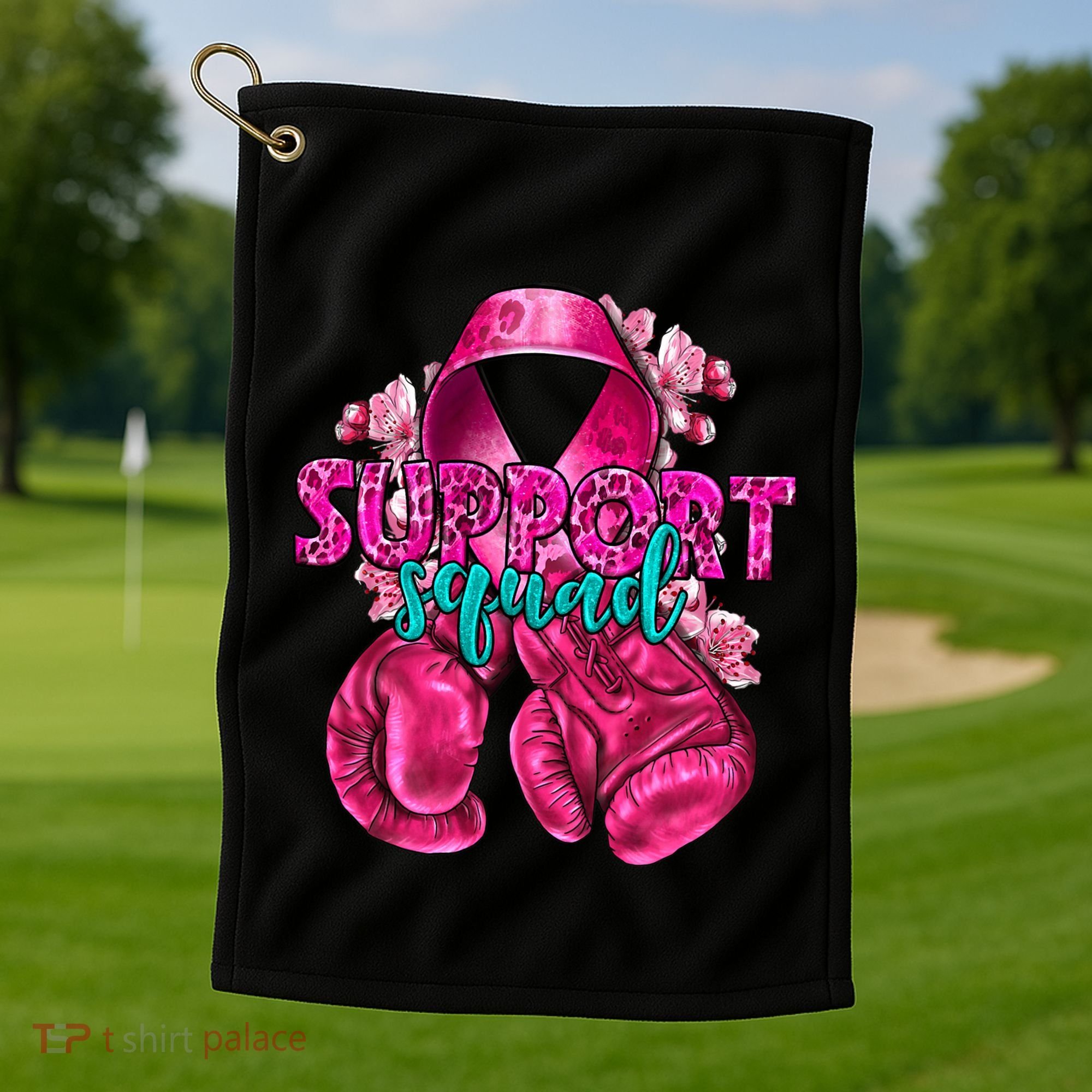 Support Squad Breast Cancer Awareness Boxing Gloves Golf Towel