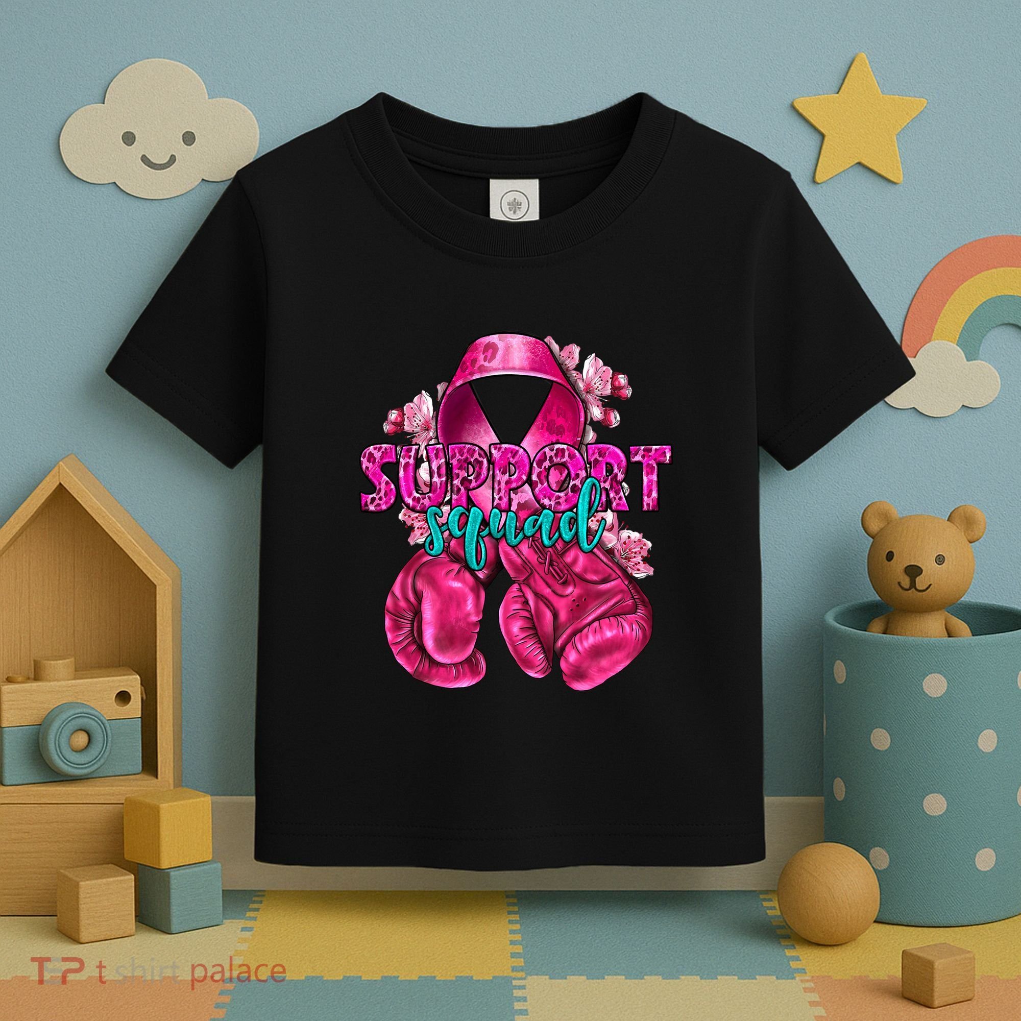 Support Squad Breast Cancer Awareness Boxing Gloves Toddler T-Shirt