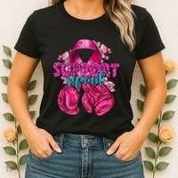 Support Squad Breast Cancer Awareness Boxing Gloves Women's T-Shirt thumb 2