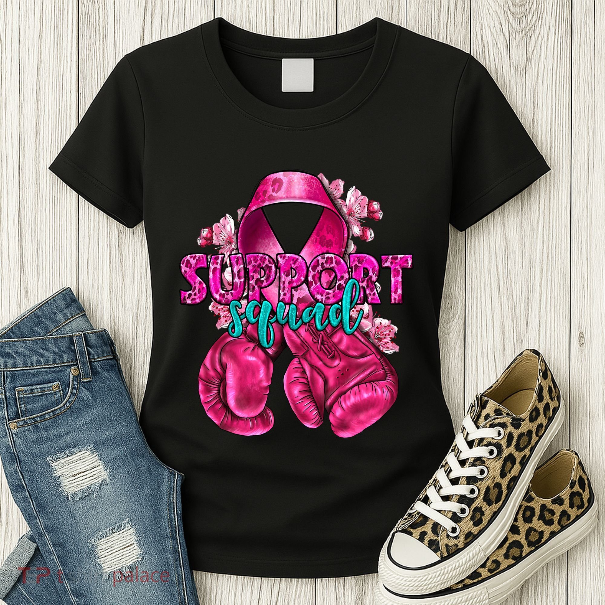 Support Squad Breast Cancer Awareness Boxing Gloves Women's T-Shirt