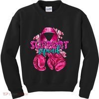 Support Squad Breast Cancer Awareness Boxing Gloves Kids Sweatshirt thumb 0