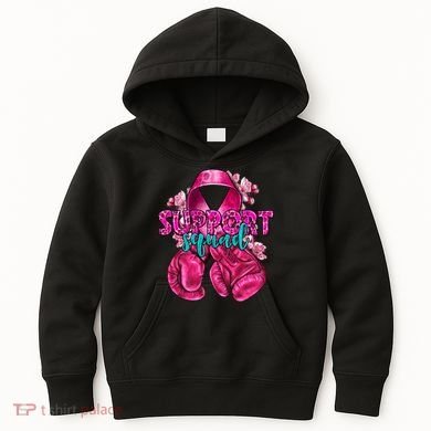Support Squad Breast Cancer Awareness Boxing Gloves Kids Hoodie