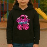 Support Squad Breast Cancer Awareness Boxing Gloves Kids Hoodie thumb 3