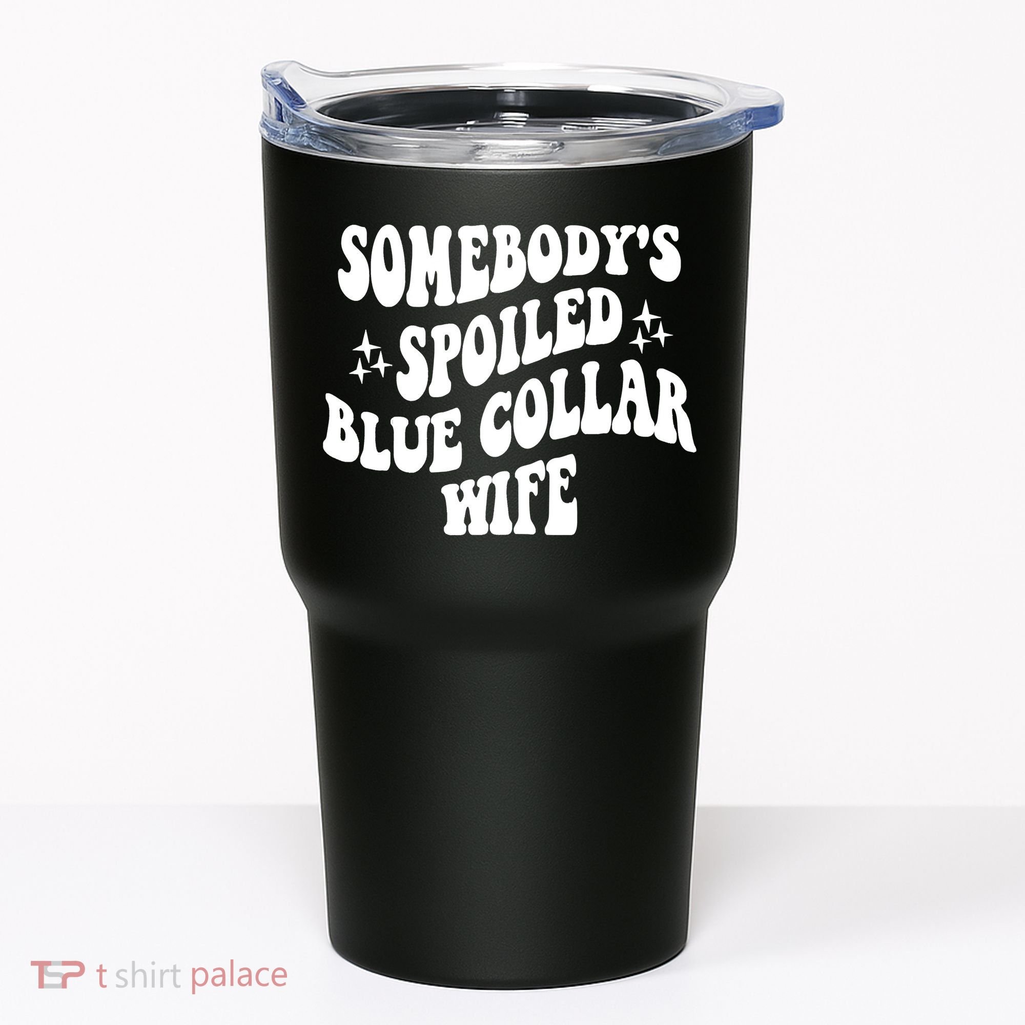 Somebodys Spoiled Blue Collar Wife Mother's Day Groovy Tumbler