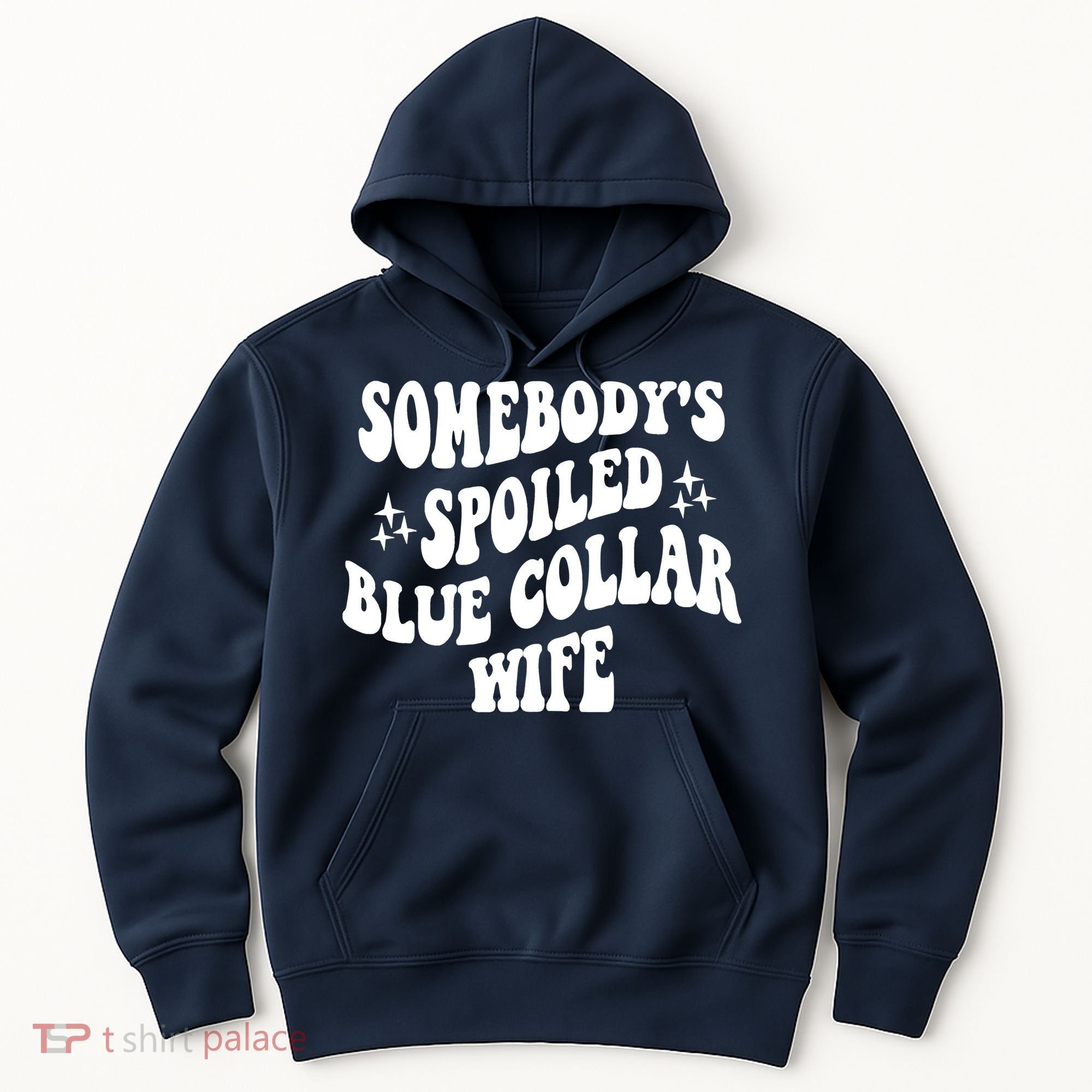 Somebodys Spoiled Blue Collar Wife Mother's Day Groovy Hoodie