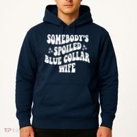 Somebodys Spoiled Blue Collar Wife Mother's Day Groovy Hoodie thumb 2
