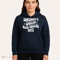 Somebodys Spoiled Blue Collar Wife Mother's Day Groovy Hoodie thumb 5