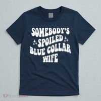 Somebodys Spoiled Blue Collar Wife Mother's Day Groovy T-Shirt thumb 5