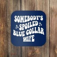 Somebodys Spoiled Blue Collar Wife Mother's Day Groovy Coaster thumb 0