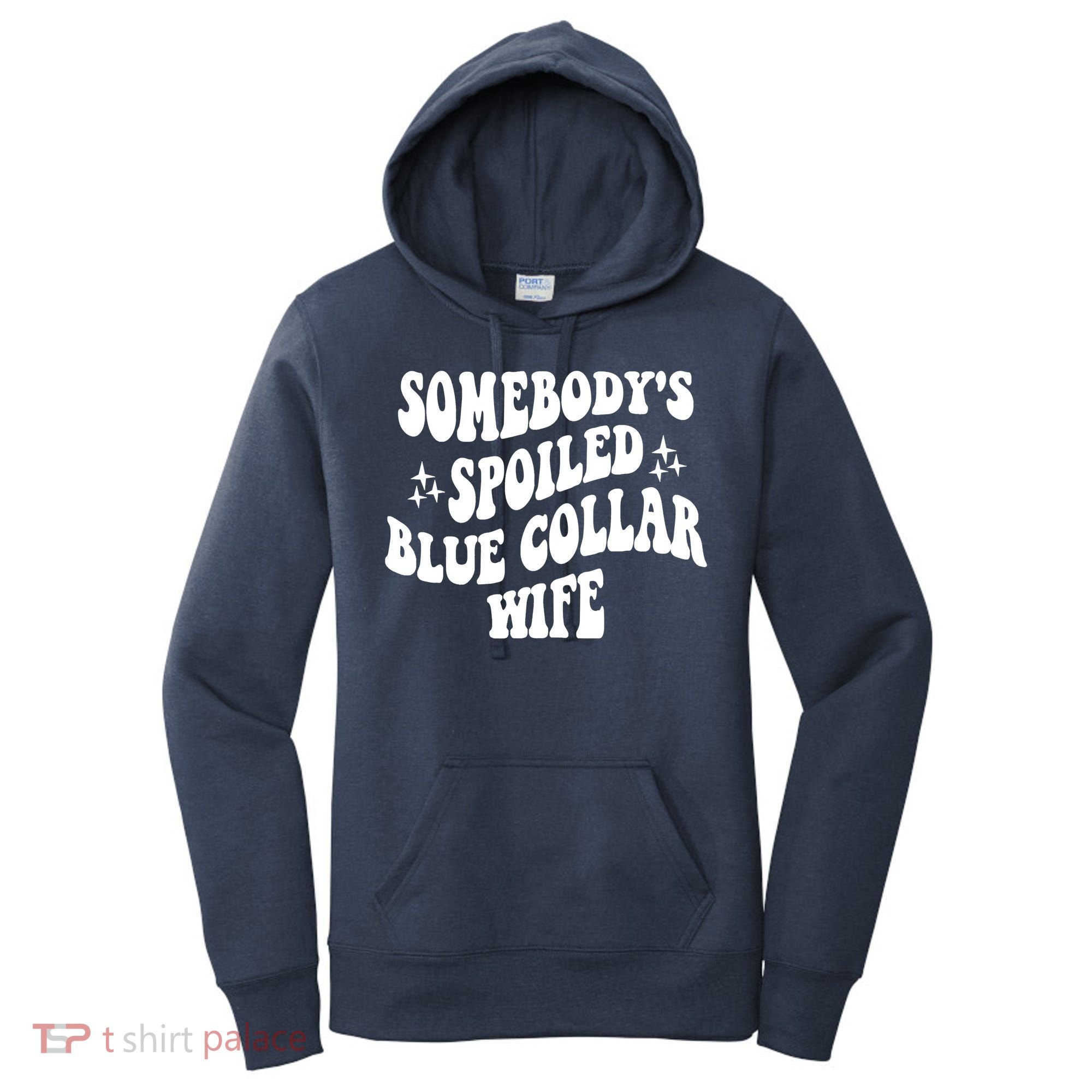 Somebodys Spoiled Blue Collar Wife Mother's Day Groovy Women's Hoodie