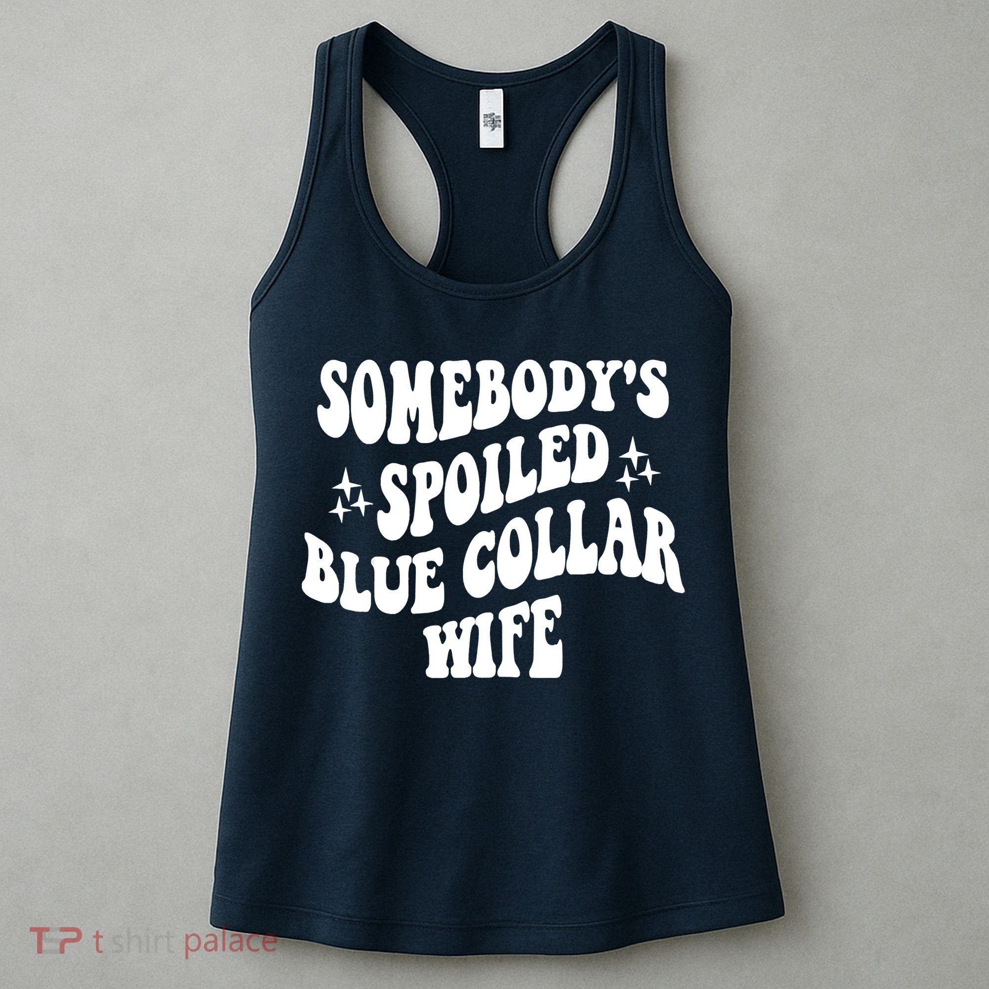Somebodys Spoiled Blue Collar Wife Mother's Day Groovy Women's Tank Top