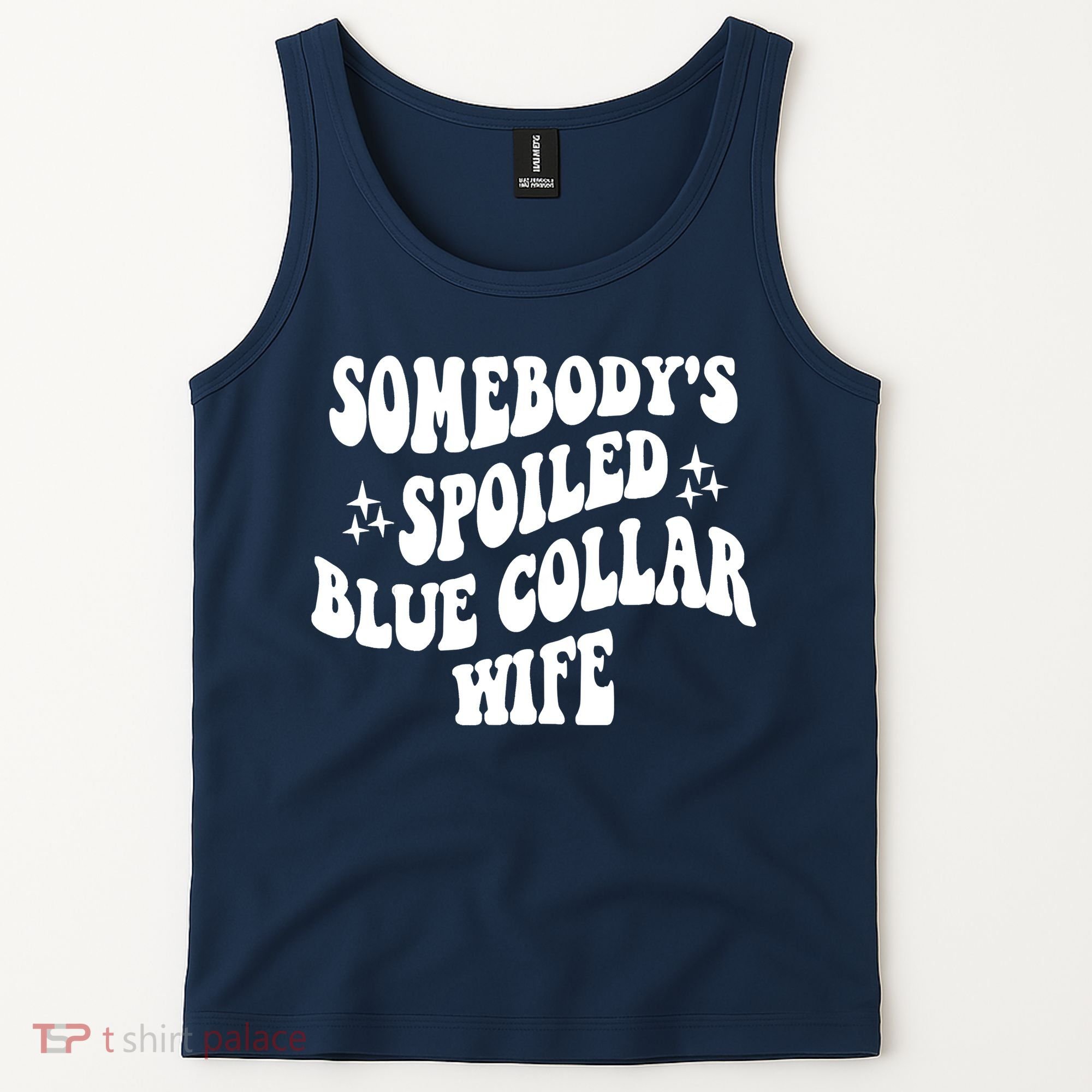 Somebodys Spoiled Blue Collar Wife Mother's Day Groovy Tank Top