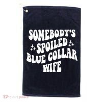 Somebodys Spoiled Blue Collar Wife Mother's Day Groovy Golf Towel thumb 0