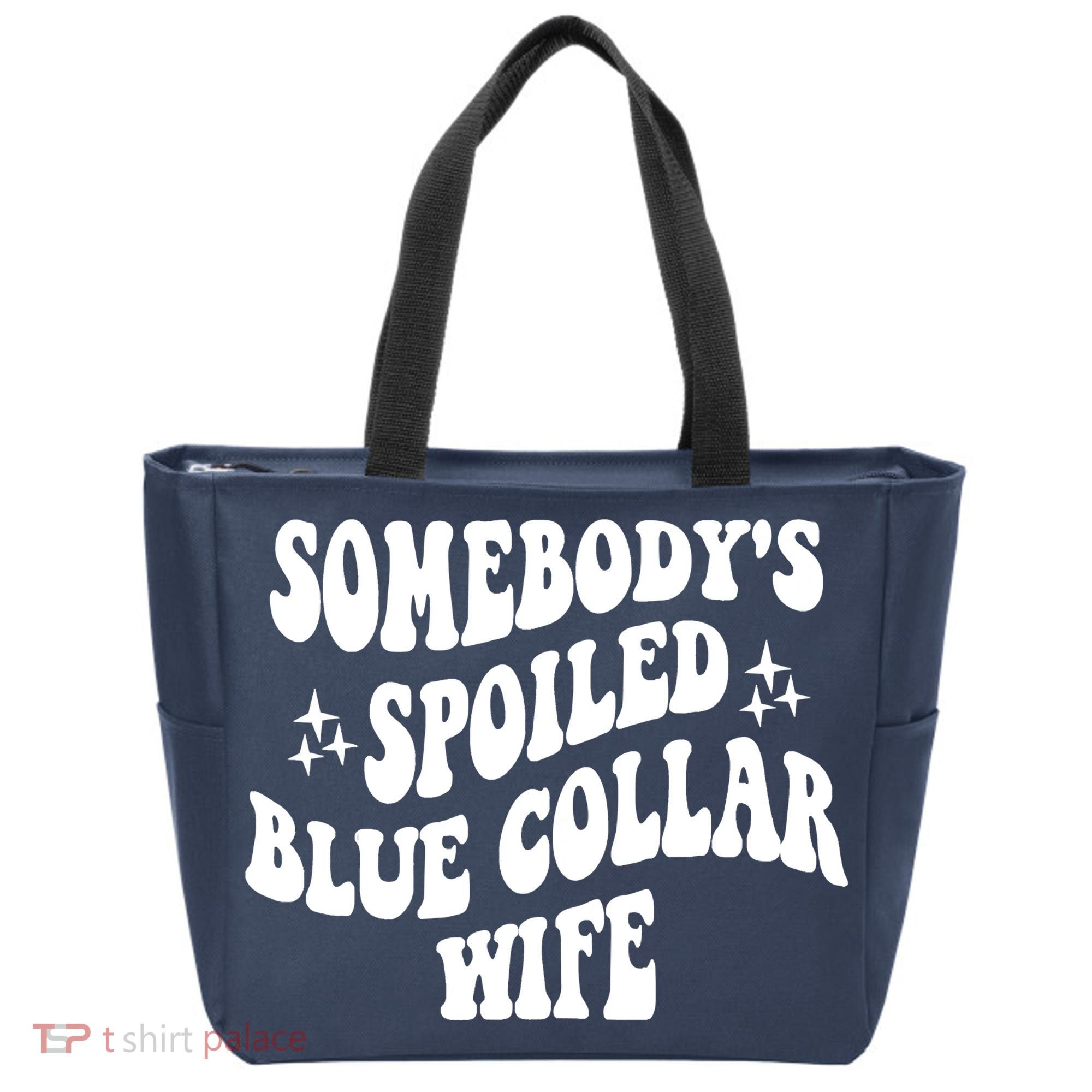 Somebodys Spoiled Blue Collar Wife Mother's Day Groovy Tote Bag