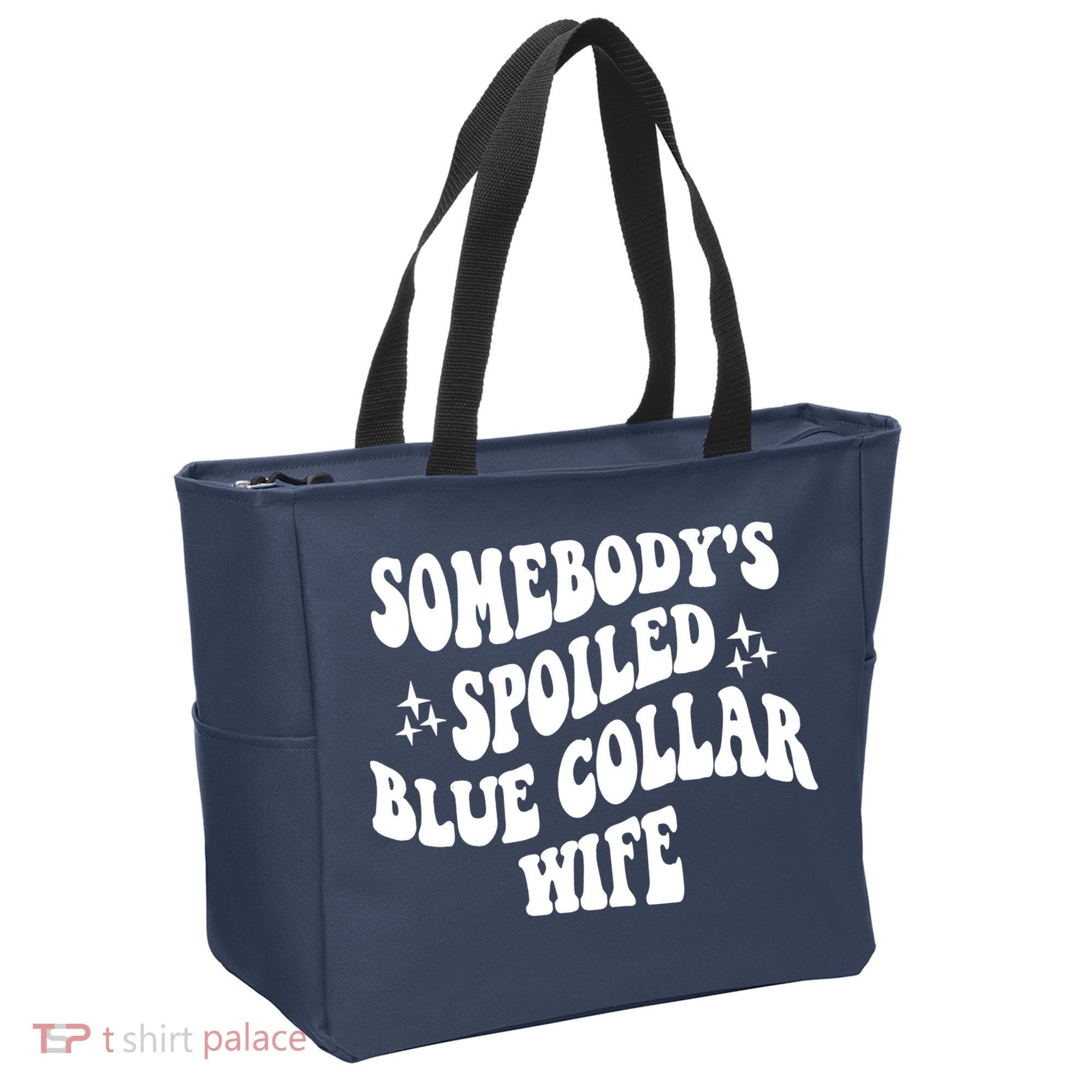 Somebodys Spoiled Blue Collar Wife Mother's Day Groovy Tote Bag