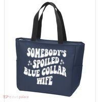 Somebodys Spoiled Blue Collar Wife Mother's Day Groovy Tote Bag thumb 3