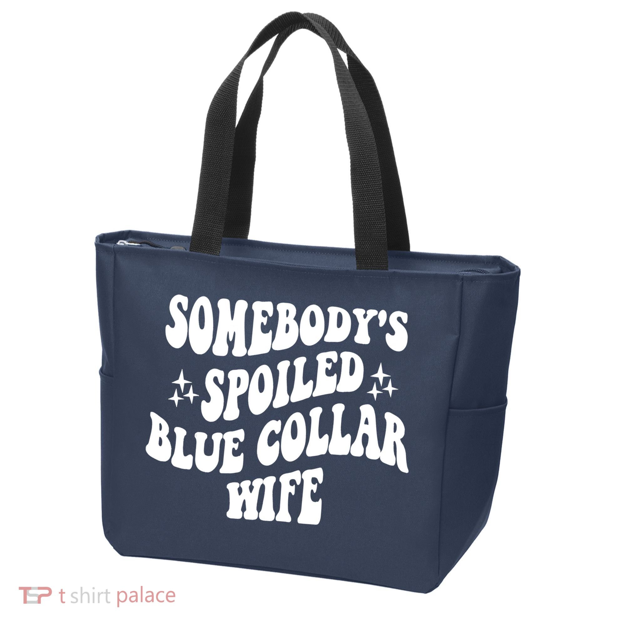 Somebodys Spoiled Blue Collar Wife Mother's Day Groovy Tote Bag
