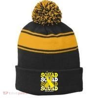 Support Squad Bone Cancer Awareness Stripe Pom Pom Beanie thumb 0