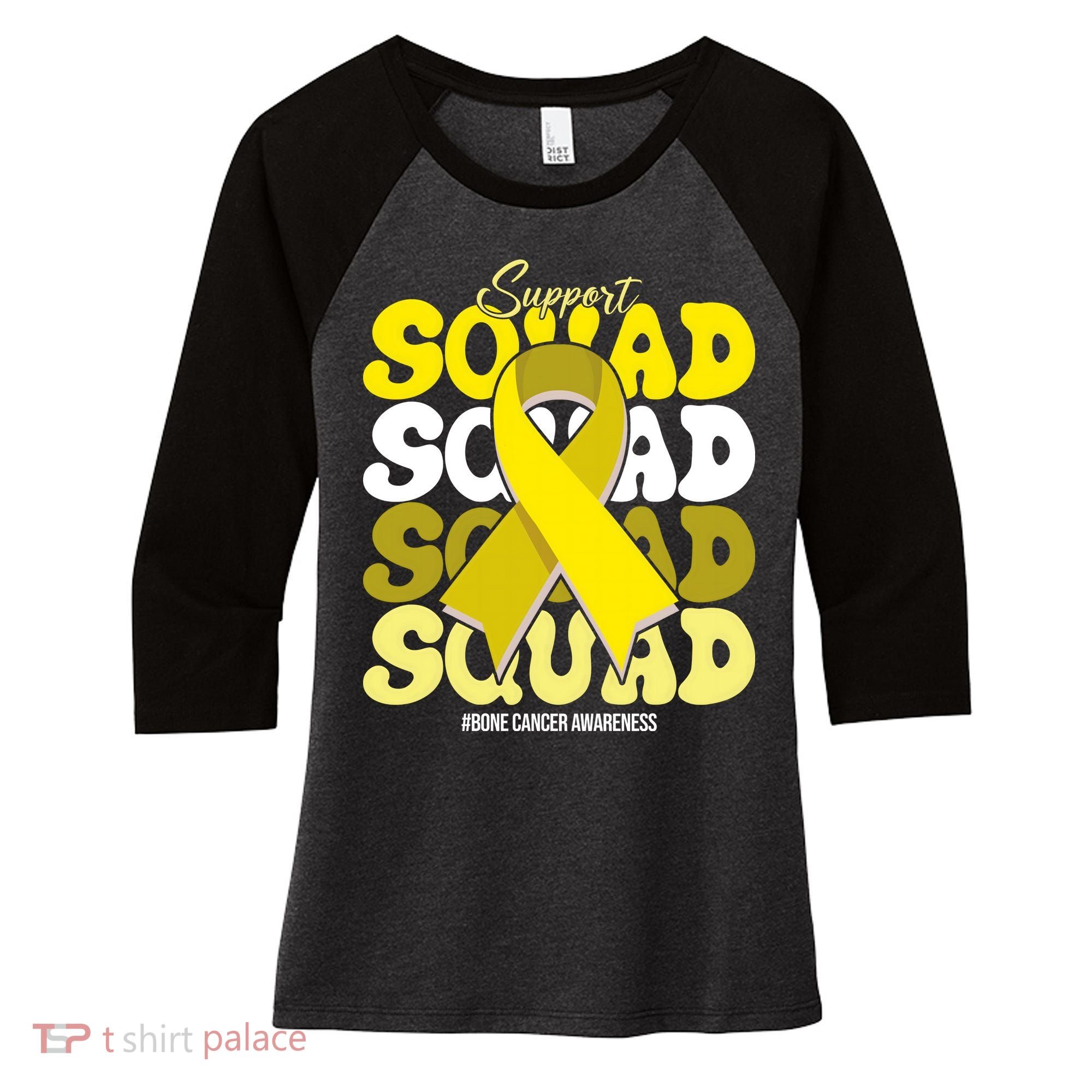 Support Squad Bone Cancer Awareness Women's Tri-Blend 3/4-Sleeve Raglan Shirt