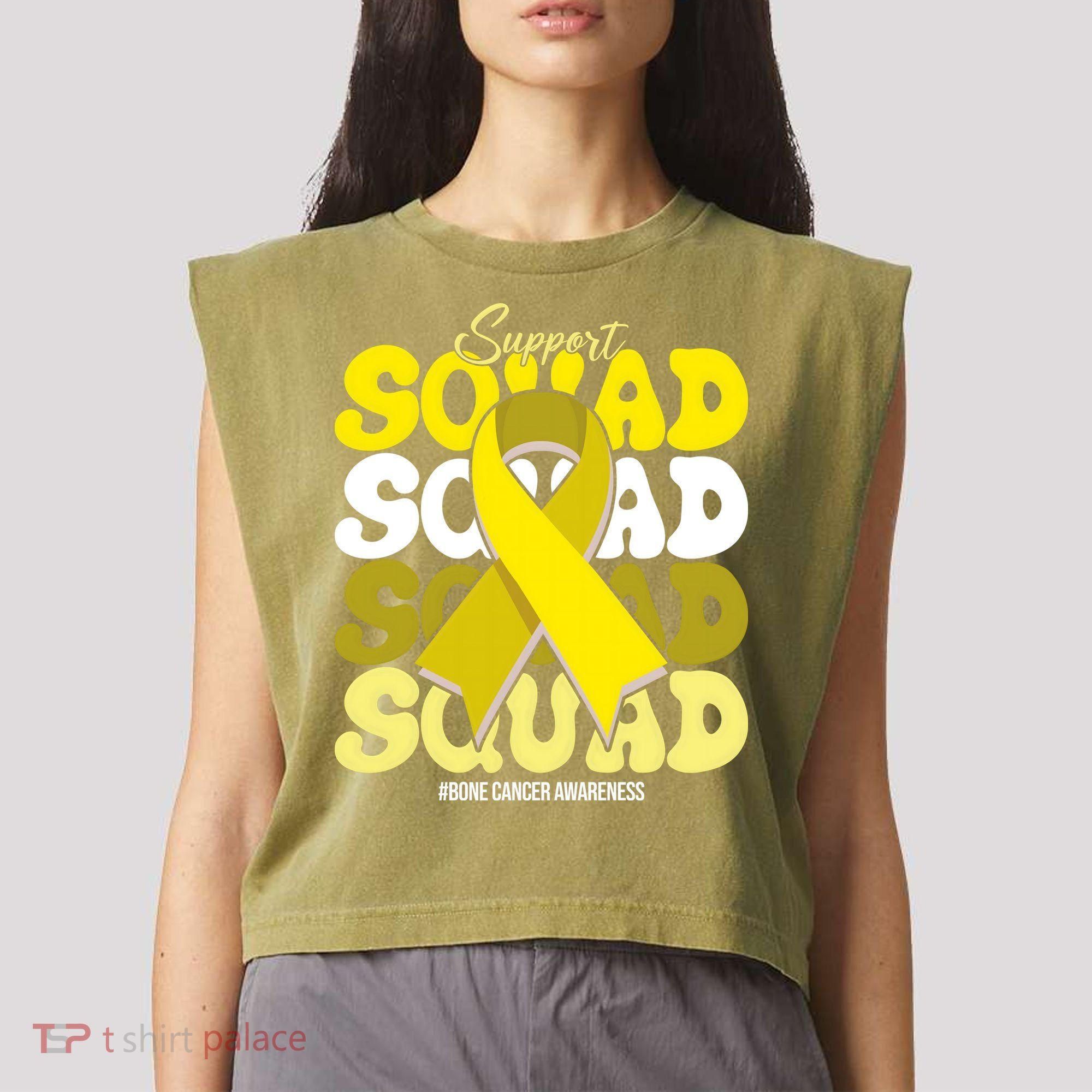 Support Squad Bone Cancer Awareness Garment-Dyed Women's Muscle Tee