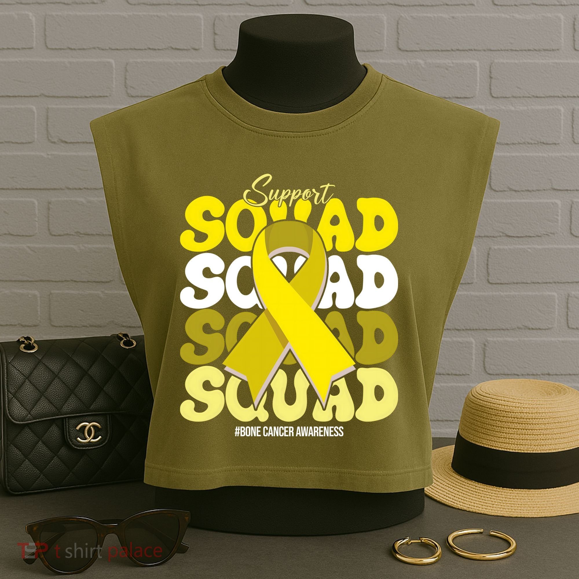 Support Squad Bone Cancer Awareness Garment-Dyed Women's Muscle Tee
