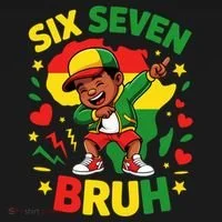 Six Seven Bruh 67 Juneteenth 6-7 Meme Bucket Hat thumb 4