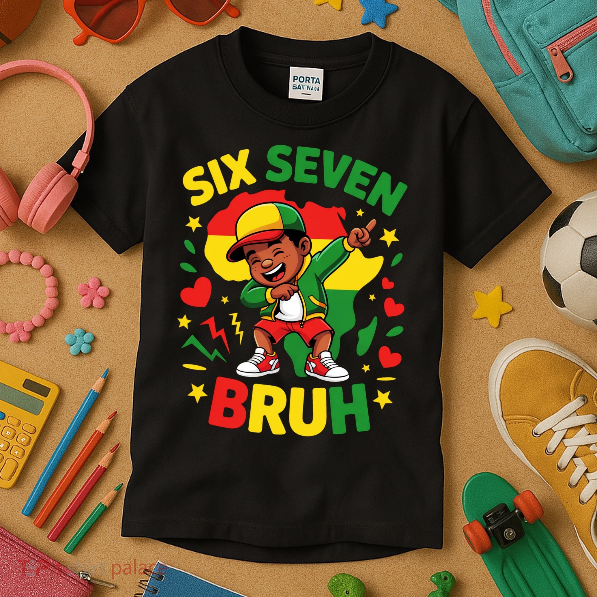 Six Seven Bruh 67 Juneteenth 6-7 Meme Kids T-Shirt