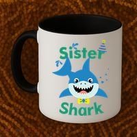 Sister Shark Birthday Party Matching Family Coffee Mug thumb 2