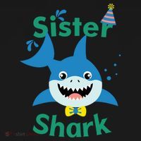 Sister Shark Birthday Party Matching Family Ornament thumb 1