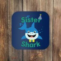 Sister Shark Birthday Party Matching Family Coaster thumb 0