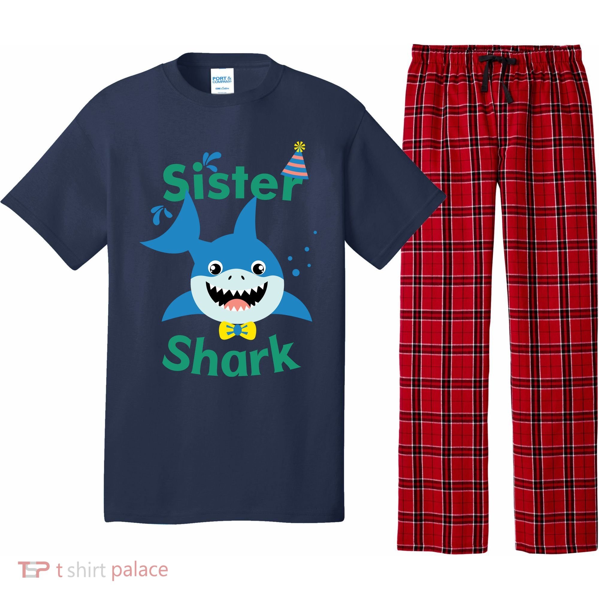 Sister Shark Birthday Party Matching Family Pajama Set