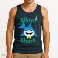 Sister Shark Birthday Party Matching Family Tank Top thumb 3