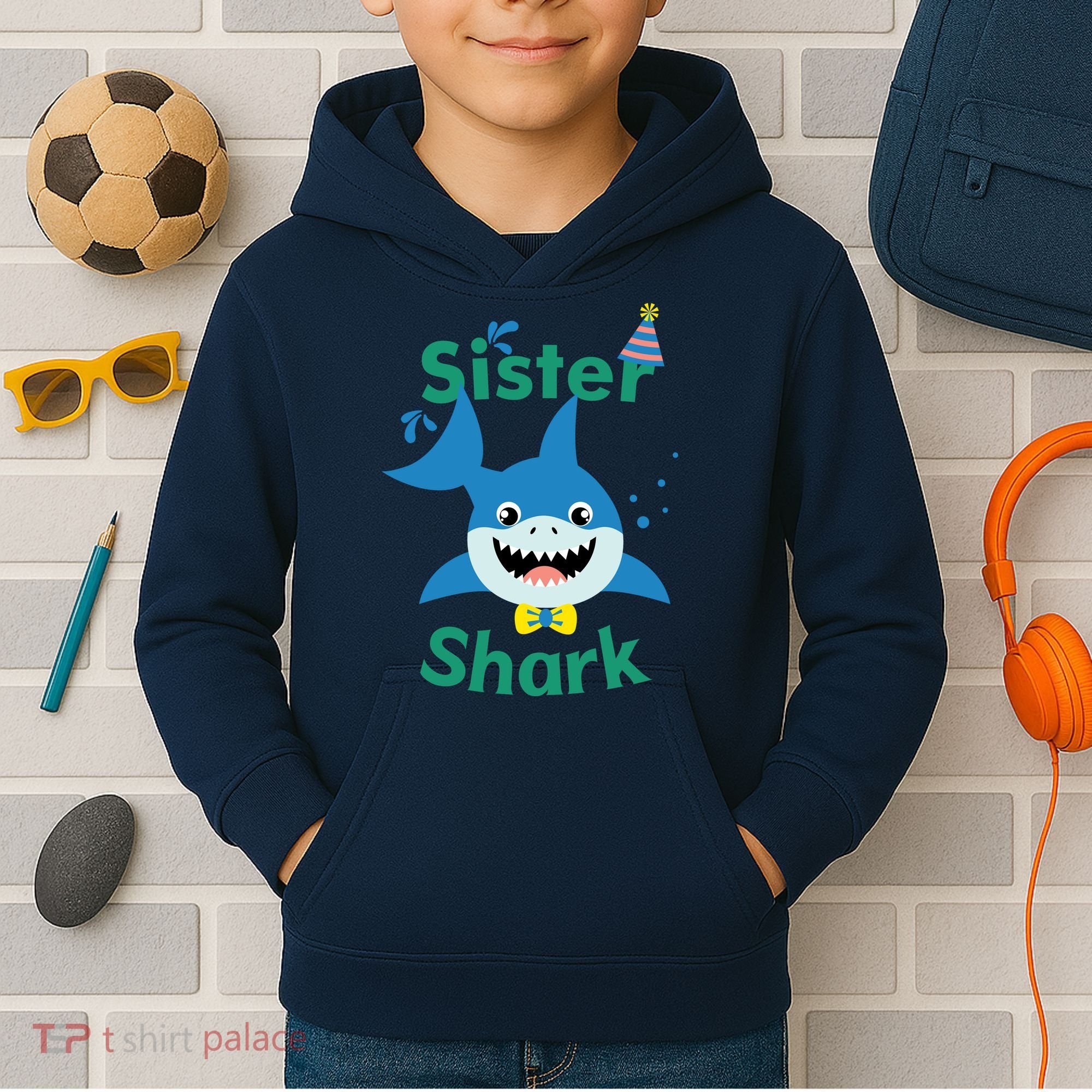 Sister Shark Birthday Party Matching Family Kids Hoodie
