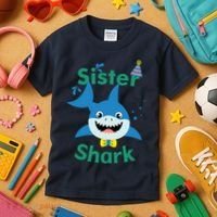 Sister Shark Birthday Party Matching Family Kids T-Shirt thumb 3