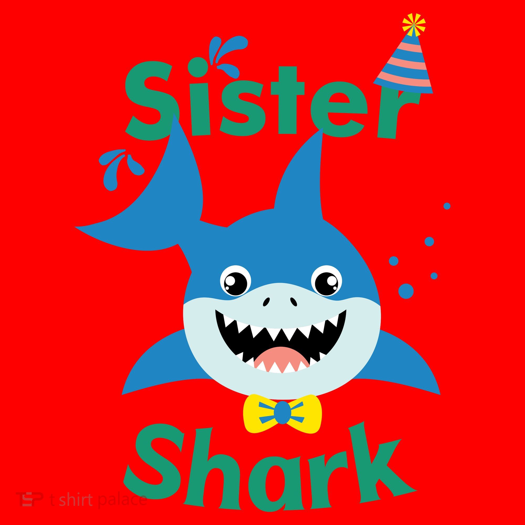 Sister Shark Birthday Party Matching Family Santa Hat