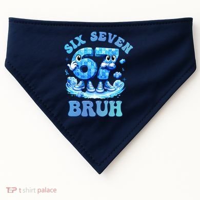 Six Seven Bruh 67 Autism Puzzle 6-7 Brainrot Meme USA-Made Doggie Bandana