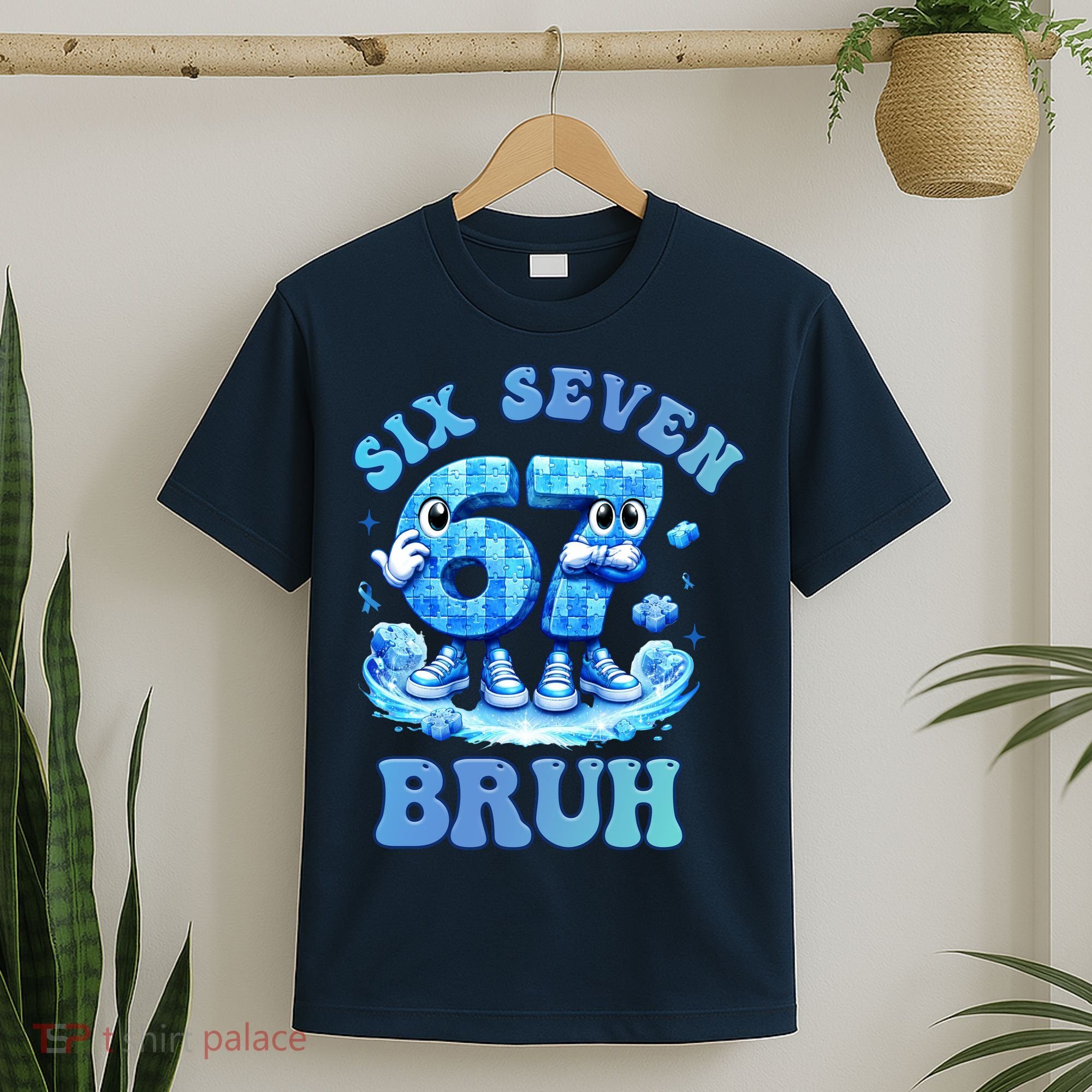 Six Seven Bruh 67 Autism Puzzle 6-7 Brainrot Meme T-Shirt