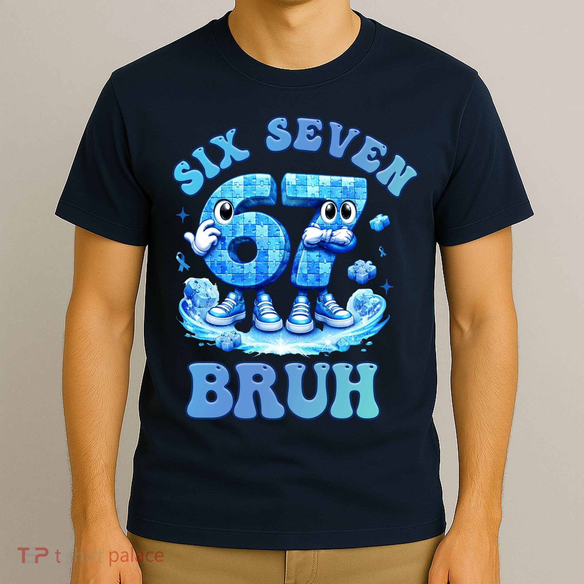 Six Seven Bruh 67 Autism Puzzle 6-7 Brainrot Meme T-Shirt