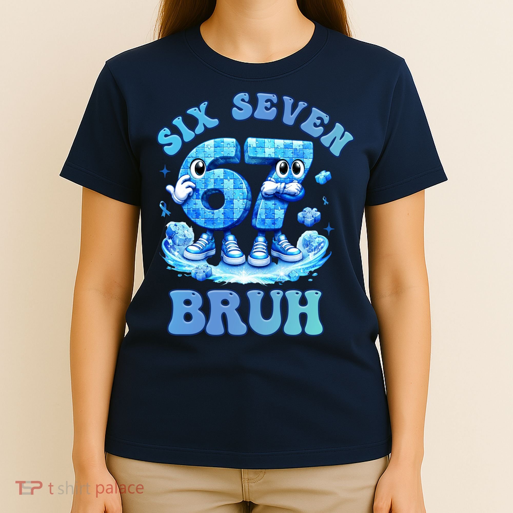Six Seven Bruh 67 Autism Puzzle 6-7 Brainrot Meme T-Shirt