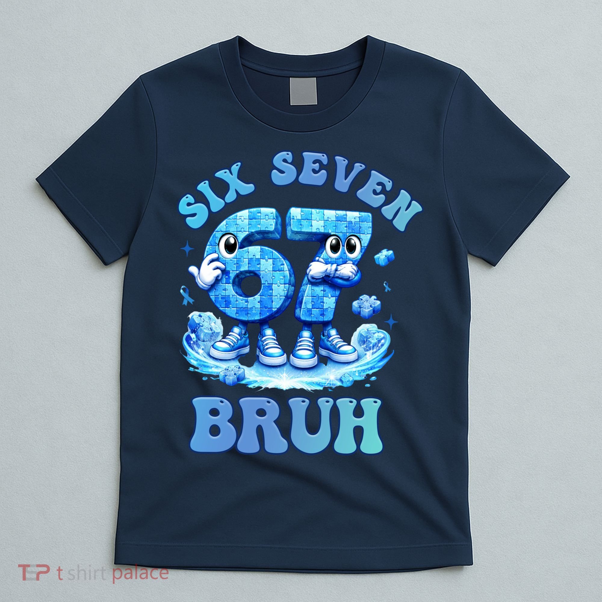 Six Seven Bruh 67 Autism Puzzle 6-7 Brainrot Meme T-Shirt