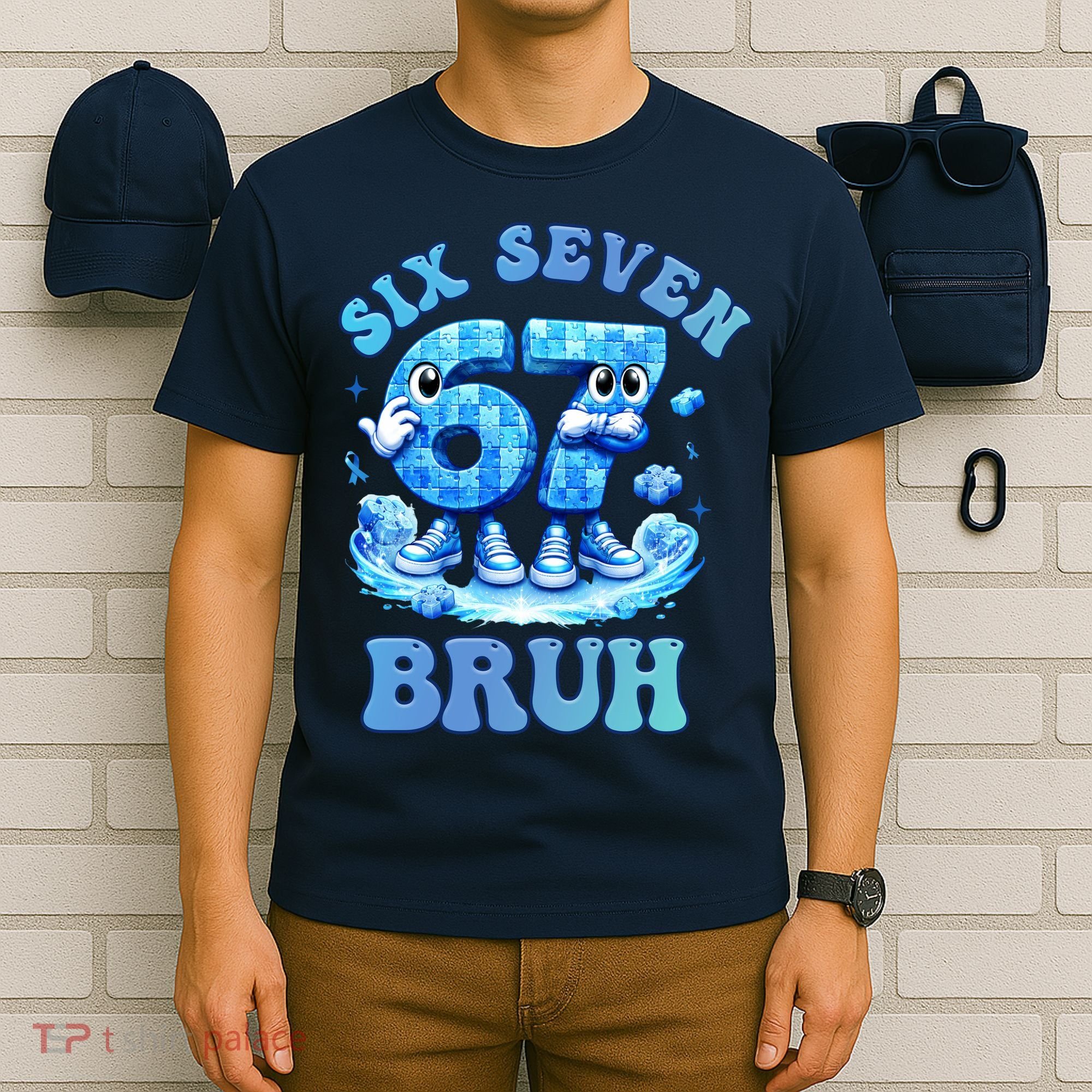Six Seven Bruh 67 Autism Puzzle 6-7 Brainrot Meme T-Shirt