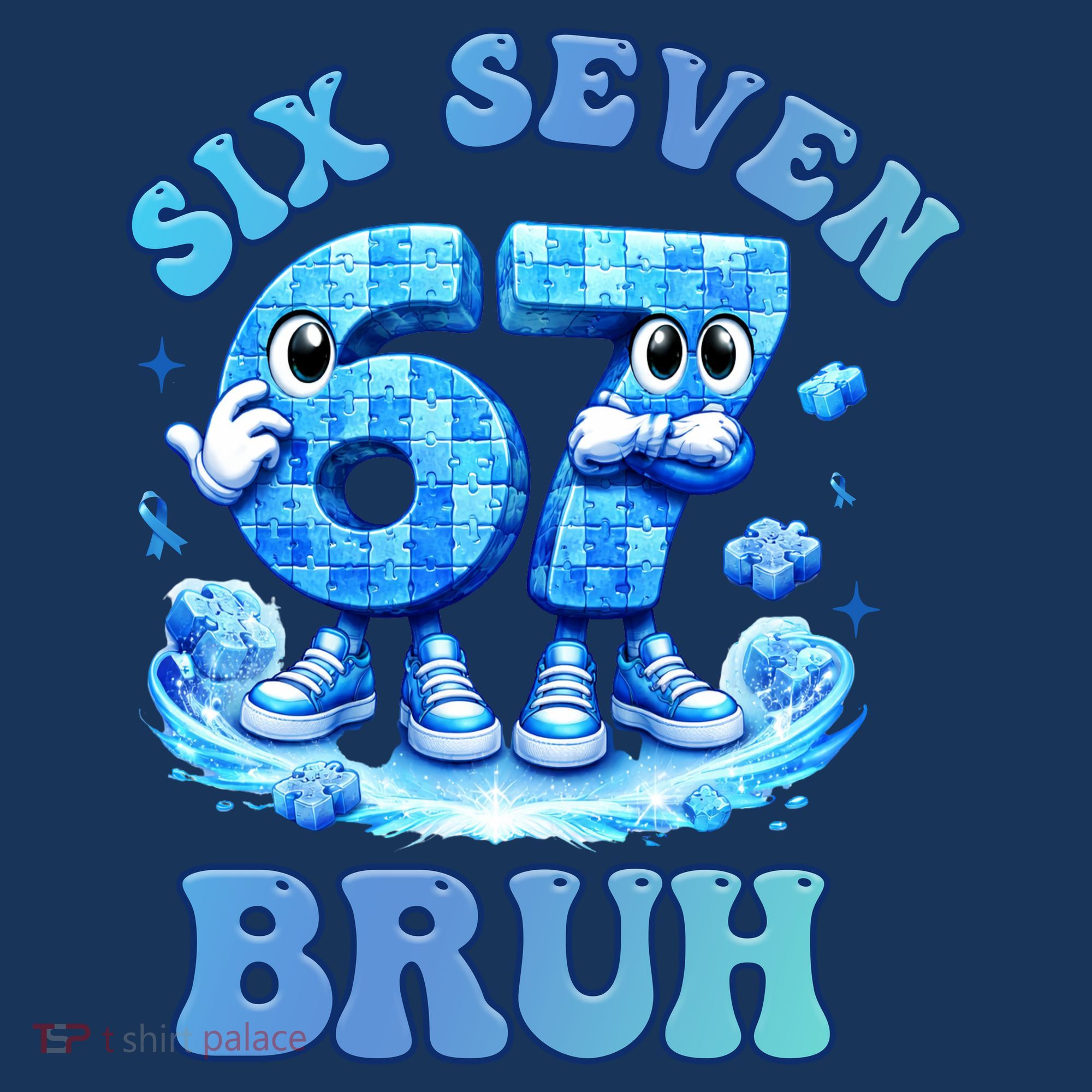 Six Seven Bruh 67 Autism Puzzle 6-7 Brainrot Meme Women's Hoodie