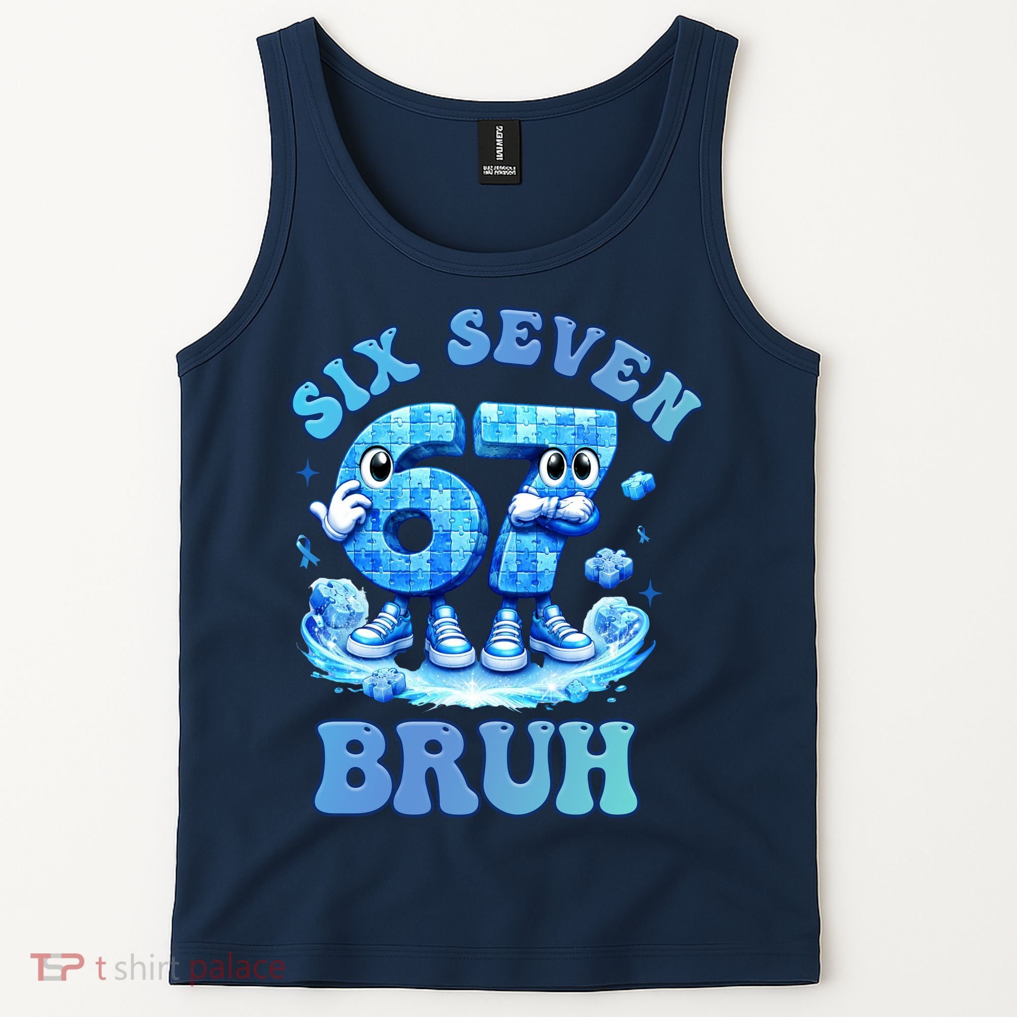 Six Seven Bruh 67 Autism Puzzle 6-7 Brainrot Meme Tank Top