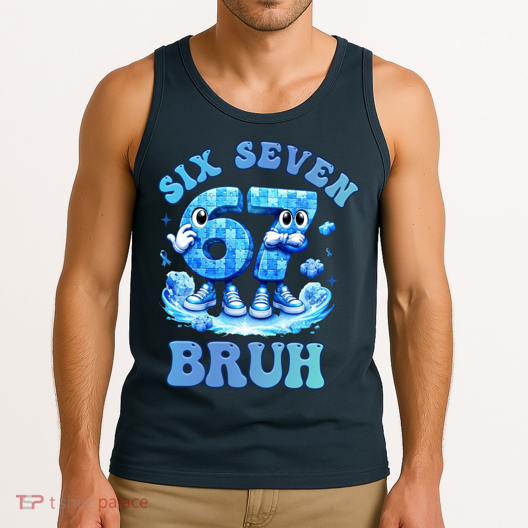 Six Seven Bruh 67 Autism Puzzle 6-7 Brainrot Meme Tank Top
