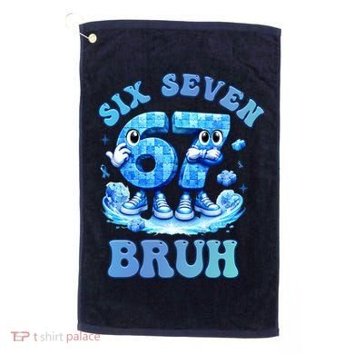 Six Seven Bruh 67 Autism Puzzle 6-7 Brainrot Meme Golf Towel