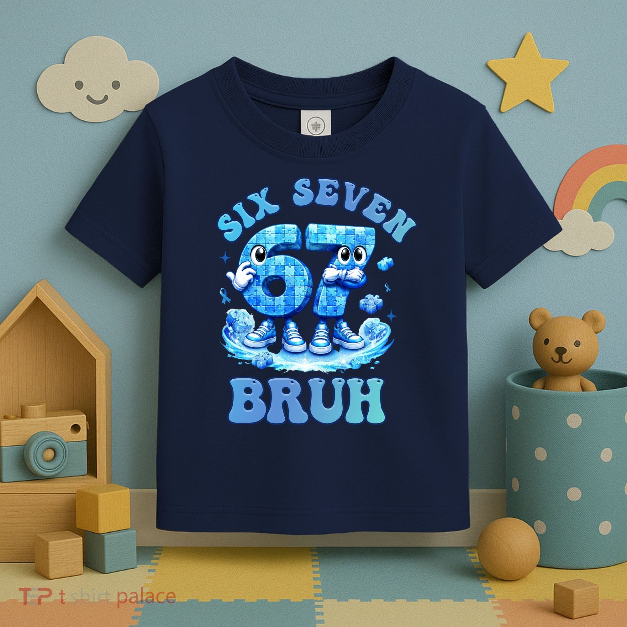 Six Seven Bruh 67 Autism Puzzle 6-7 Brainrot Meme Toddler T-Shirt