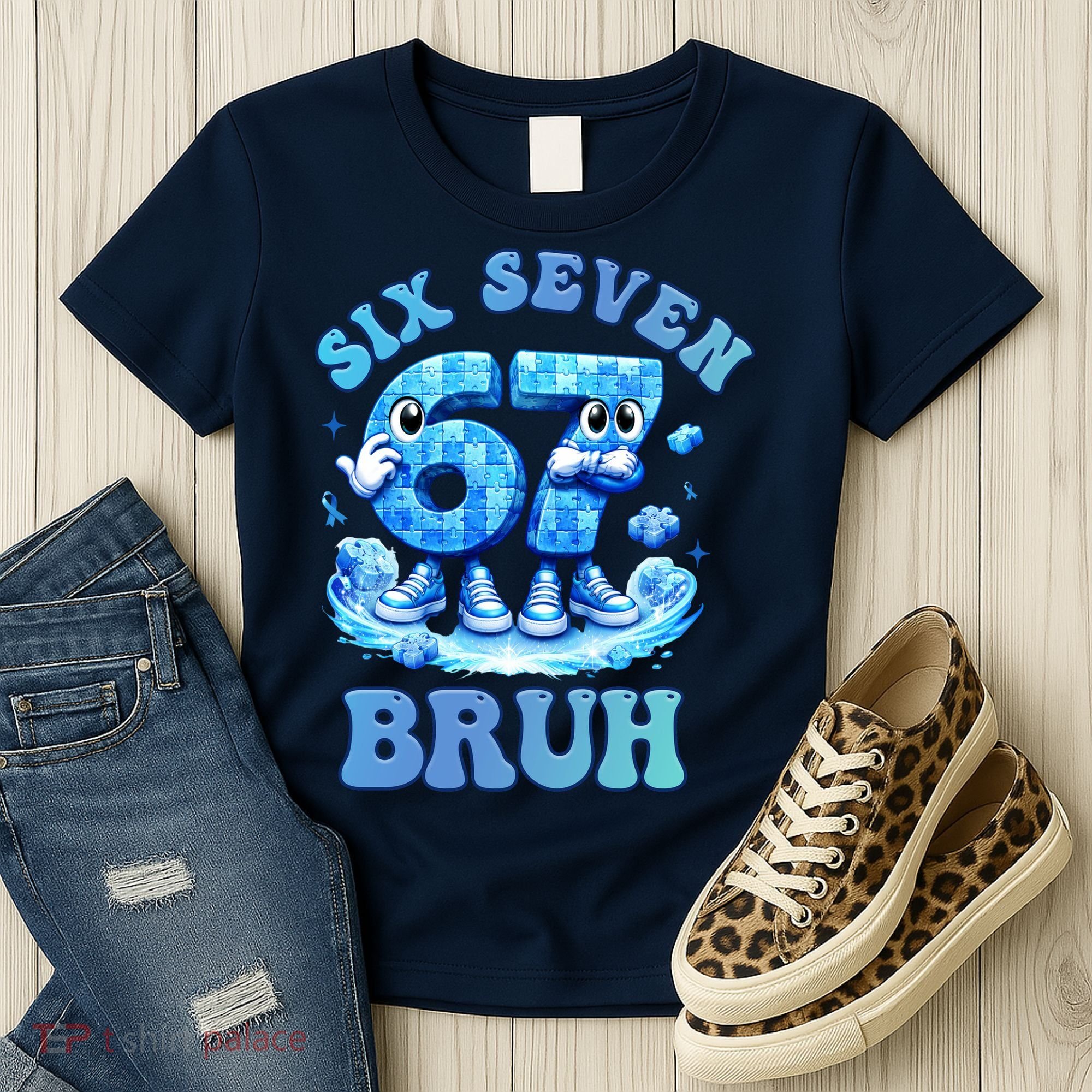 Six Seven Bruh 67 Autism Puzzle 6-7 Brainrot Meme Women's T-Shirt
