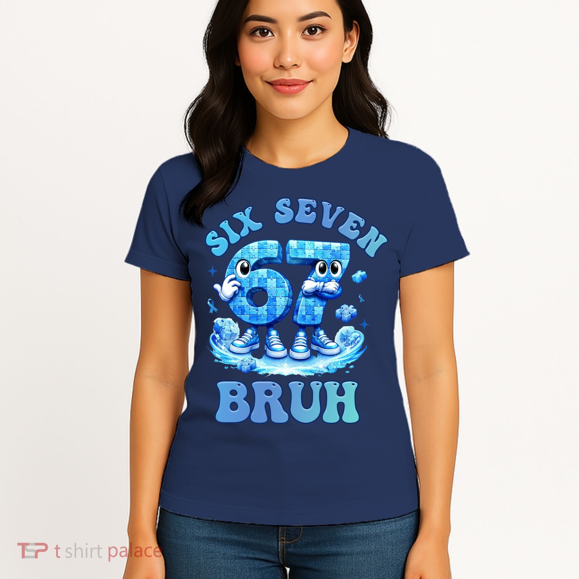 Six Seven Bruh 67 Autism Puzzle 6-7 Brainrot Meme Women's T-Shirt