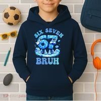 Six Seven Bruh 67 Autism Puzzle 6-7 Brainrot Meme Kids Hoodie thumb 2